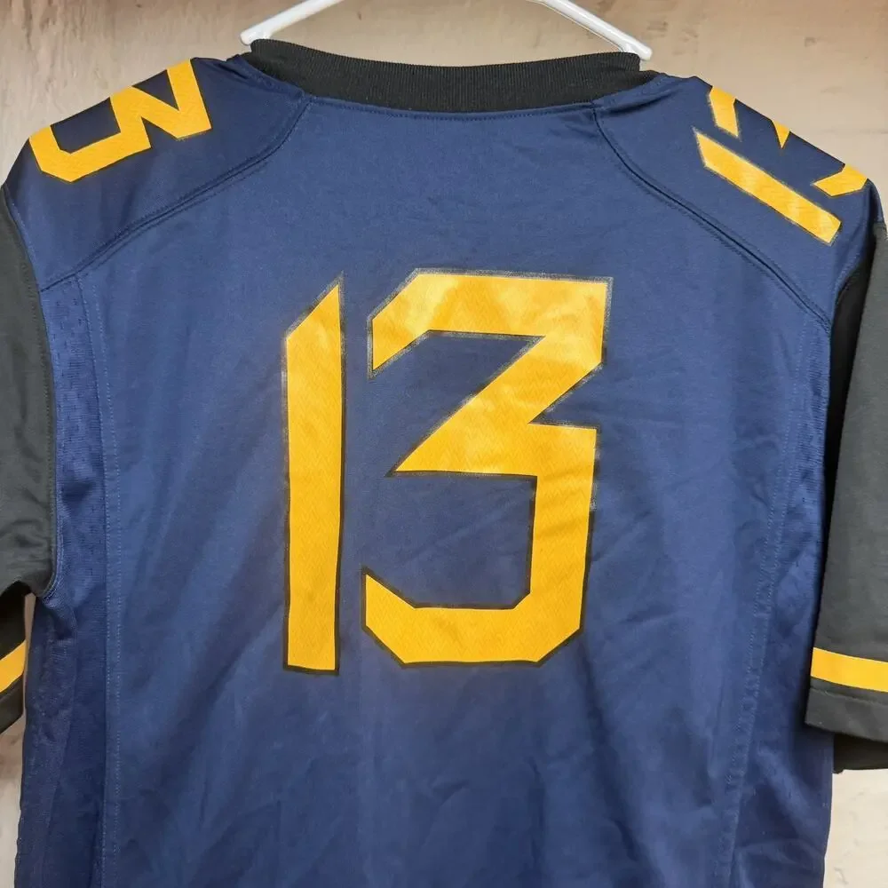 Nike West Virginia #13 Size Youth Large Football Jersey Navy